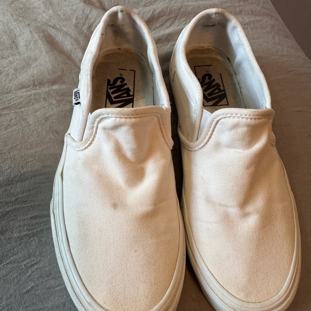 Vans Cream Slip-On Shoes